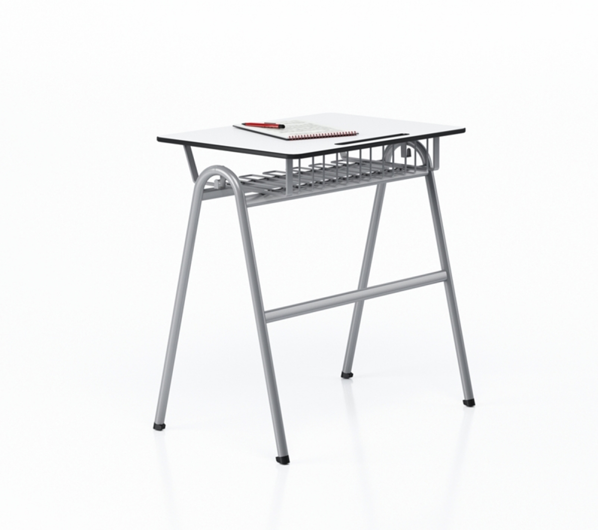 Бюро Ученически чин RFG Letme, единичен, 700 х 500 х 750 mm, HPL, бял плот, сив метална ниска цена с бърза доставка - BestPC.BG