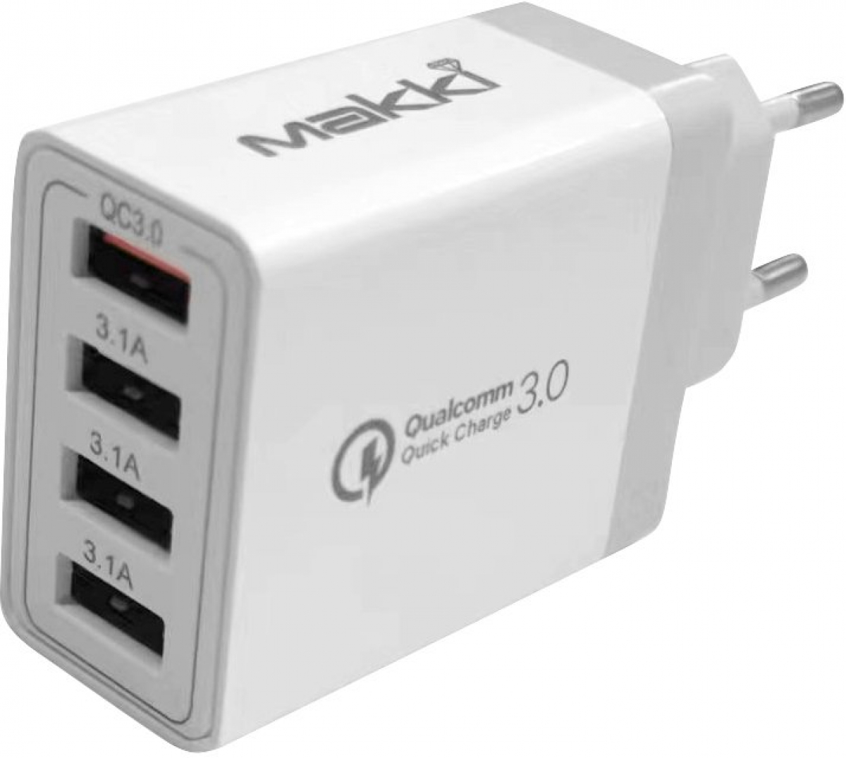 Продукт Makki бързо зарядно Fast Charger - QC3.0+3xUSB 30W White - MAKKI-QC48W4на ниска цена с бърза доставка - BestPC.BG