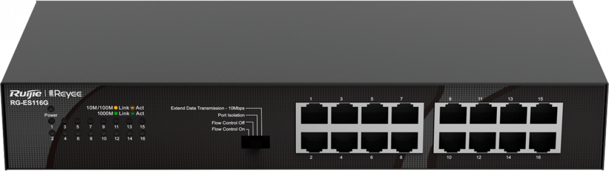Комутатор/Суич Ruijie RG-ES116G, 16 x GbE, метален, настоленна ниска цена с бърза доставка - BestPC.BG