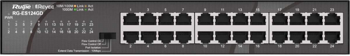 Комутатор/Суич Ruijie RG-ES124GD, 24x GbE, метален, настоленна ниска цена с бърза доставка - BestPC.BG