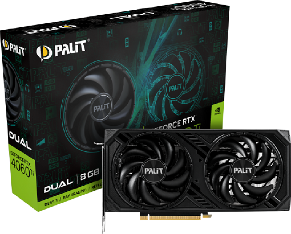 Видеокарта Palit RTX 4060Ti Dual 8GB GDDR6, 128 bits, 1x HDMI 2.1, 3x DP 1.4a, two fanна ниска цена с бърза доставка - BestPC.BG