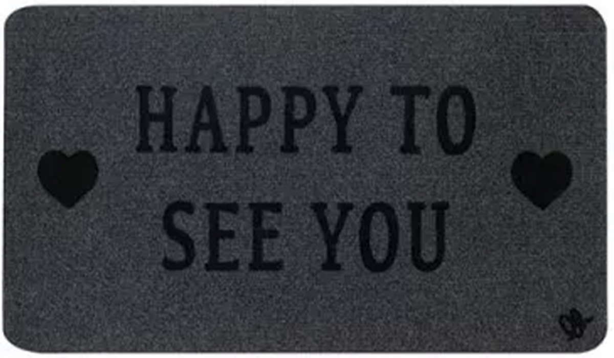 Olivo Изтривалка Zeus - Happy to see you, 100% полиестер, 40 х 70 cm, сивана ниска цена с бърза доставка - BestPC.BG