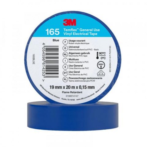 Изолационна лента 3М - 165, 20м/19мм Temflex синна ниска цена с бърза доставка - BestPC.BG
