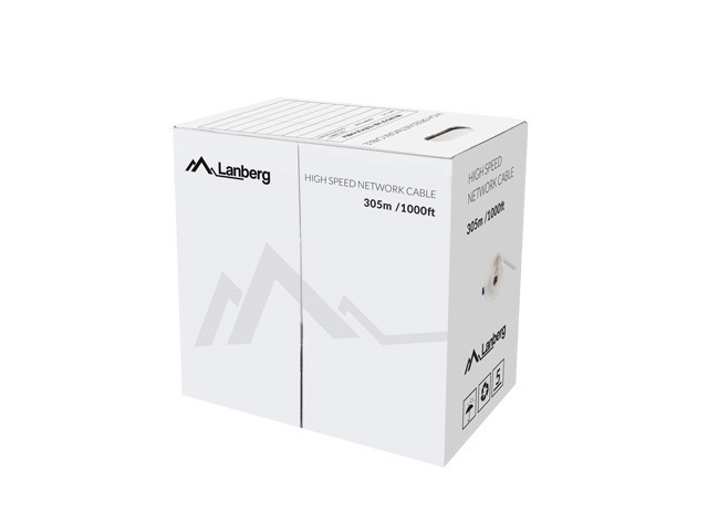 Инсталационен LAN кабел  Lanberg LAN cable CAT.5E UTP 305m solid CU fluke passed, greyна ниска цена с бърза доставка - BestPC.BG
