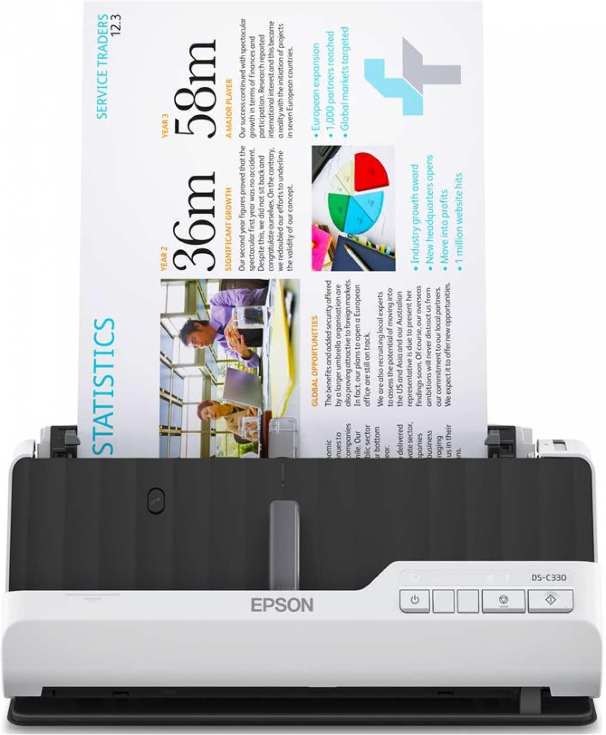 Скенер Epson WorkForce DS-C330, 30ppm, 600 x 600 dpi, 1x USB 2.0, 24 bit, A4, LEDна ниска цена с бърза доставка - BestPC.BG