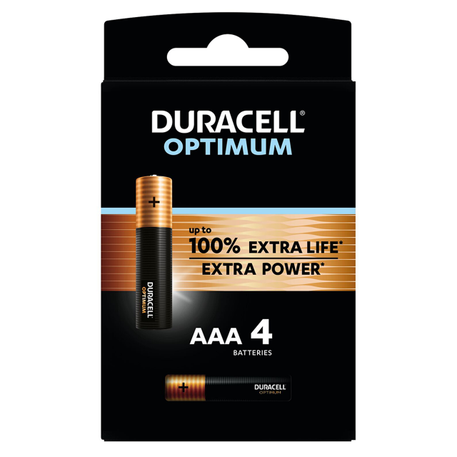 Алкална батерия DURACELL OPTIMUM  MX2400 LR03 AAA -4 бр. в блистер- 1.5Vна ниска цена с бърза доставка - BestPC.BG