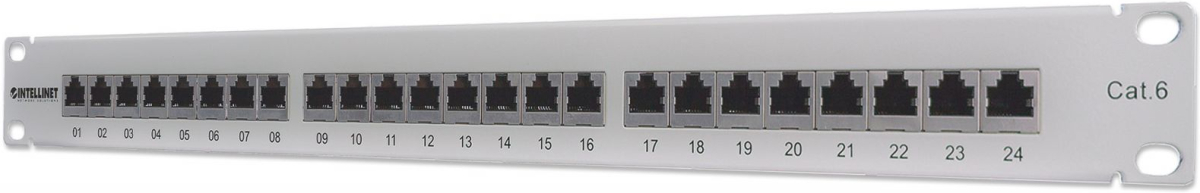 INTELLINET 720014 :: Cat.6, Patch панел, 24-портов, FTP, сивна ниска цена с бърза доставка - BestPC.BG