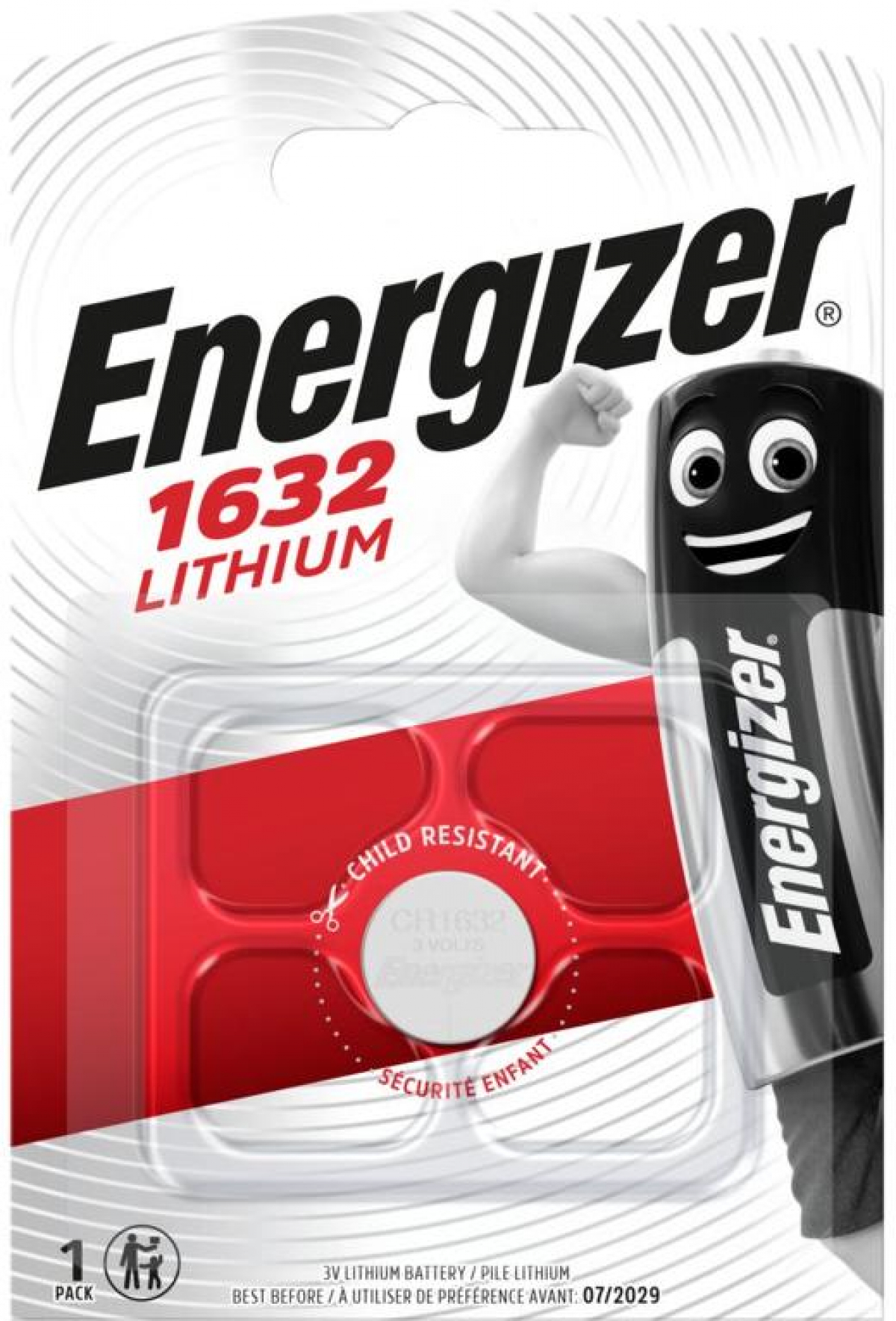 Батерия литиева CR1632 3V ENERGIZER, 1 бр. блистер -цена за 1 бр.-на ниска цена с бърза доставка - BestPC.BG