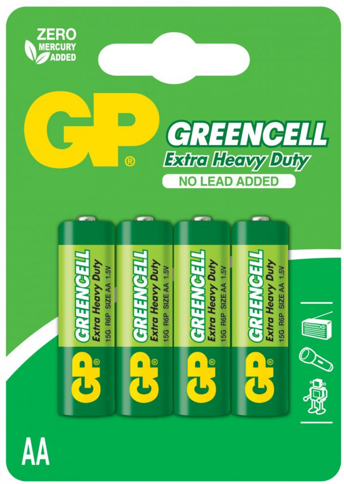 Цинк карбонова батерия GP R6  GREENCELL 15G-U4 -4 бр. в опаковка- blister 1.5Vна ниска цена с бърза доставка - BestPC.BG