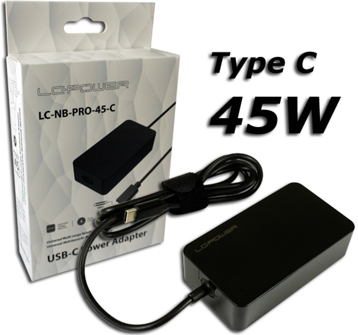 Захранване за лаптоп LC-Power 45W Type-C (LC-NB-PRO-45-C)на ниска цена с бърза доставка - BestPC.BG