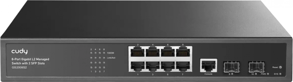 Комутатор/Суич Cudy GS2008S2, 8x 10/100/1000 Mbps, SFP, 14.88 Mpps, 1U, MTU, Duplexна ниска цена с бърза доставка - BestPC.BG