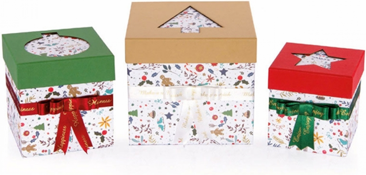 Продукт Gipta Подаръчна кутия New Year, с капак и панделка, 145 x 145 x 155 mmна ниска цена с бърза доставка - BestPC.BG