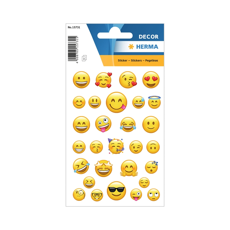 Herma Самозалепващи се етикети Емотикони, жълти, 3 листана ниска цена с бърза доставка - BestPC.BG