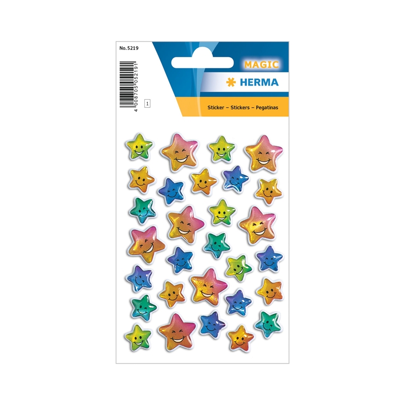 Herma Самозалепващи се етикети Звезди, обемни, цветни, 1 листна ниска цена с бърза доставка - BestPC.BG