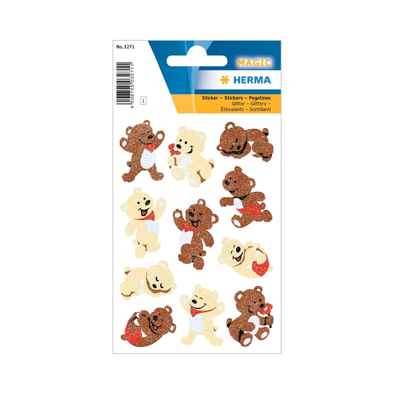 Herma Самозалепващи се етикети Мечета, глитер, 1 листна ниска цена с бърза доставка - BestPC.BG