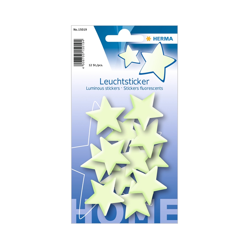 Herma Самозалепващи се етикети Звезда, светещи в тъмно, 12 брояна ниска цена с бърза доставка - BestPC.BG