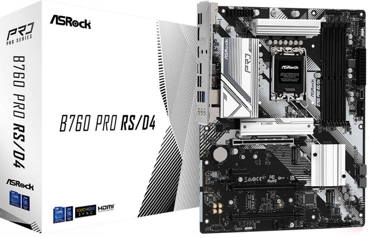 Дънна платка Asrock MB Desktop B760 Pro RS, 4x DDR4, Soxket LGA1700, 4x USB 2.0, 1x RJ-45на ниска цена с бърза доставка - BestPC.BG