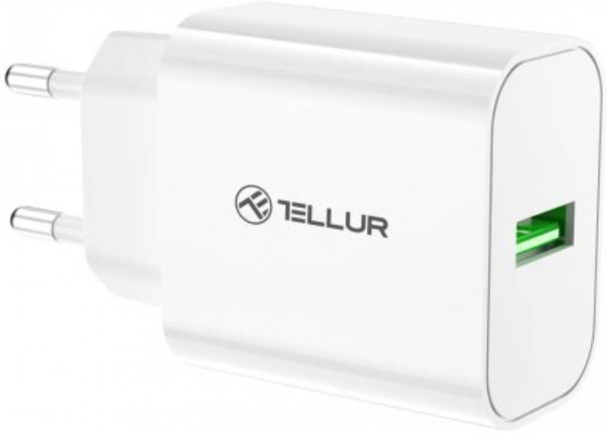 Принадлежност за смартфон Tellur Travel-Ready стенно зарядно, USB-A, 18W, QC3.0, бялона ниска цена с бърза доставка - BestPC.BG