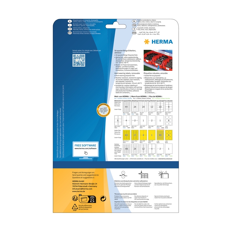 Herma Самозалепващи етикети, A4, прозрачни, водоустойчиви, 99.1 х 67.7 ммна ниска цена с бърза доставка - BestPC.BG