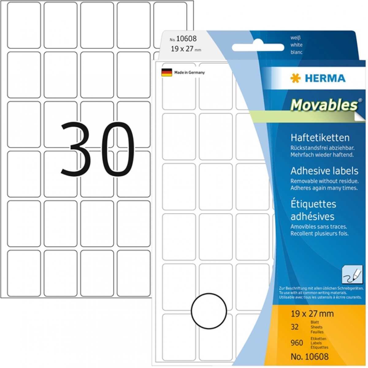 Herma Самозалепващи се етикети, за цени, 19 х 27 mm, бели, 960 броя, в кутияна ниска цена с бърза доставка - BestPC.BG