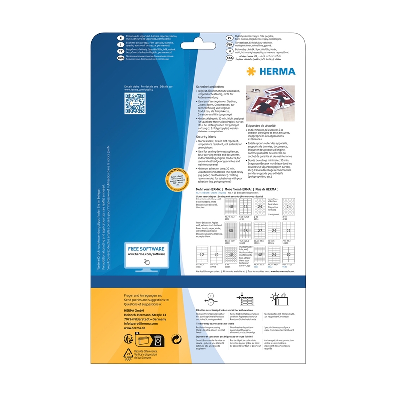 Herma Самозалепващи се етикети Security, 45.7 x 21 mm, 48 броя, 25 листана ниска цена с бърза доставка - BestPC.BG