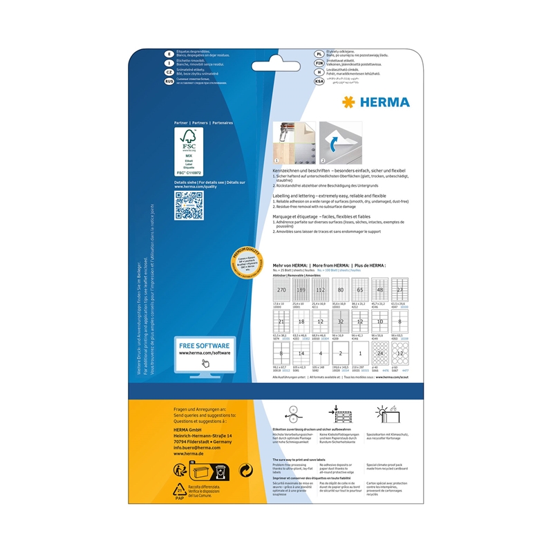 Herma Самозалепващи етикети, A4, презалепващи, 35.6 х 16.9 mm, 80 брна ниска цена с бърза доставка - BestPC.BG