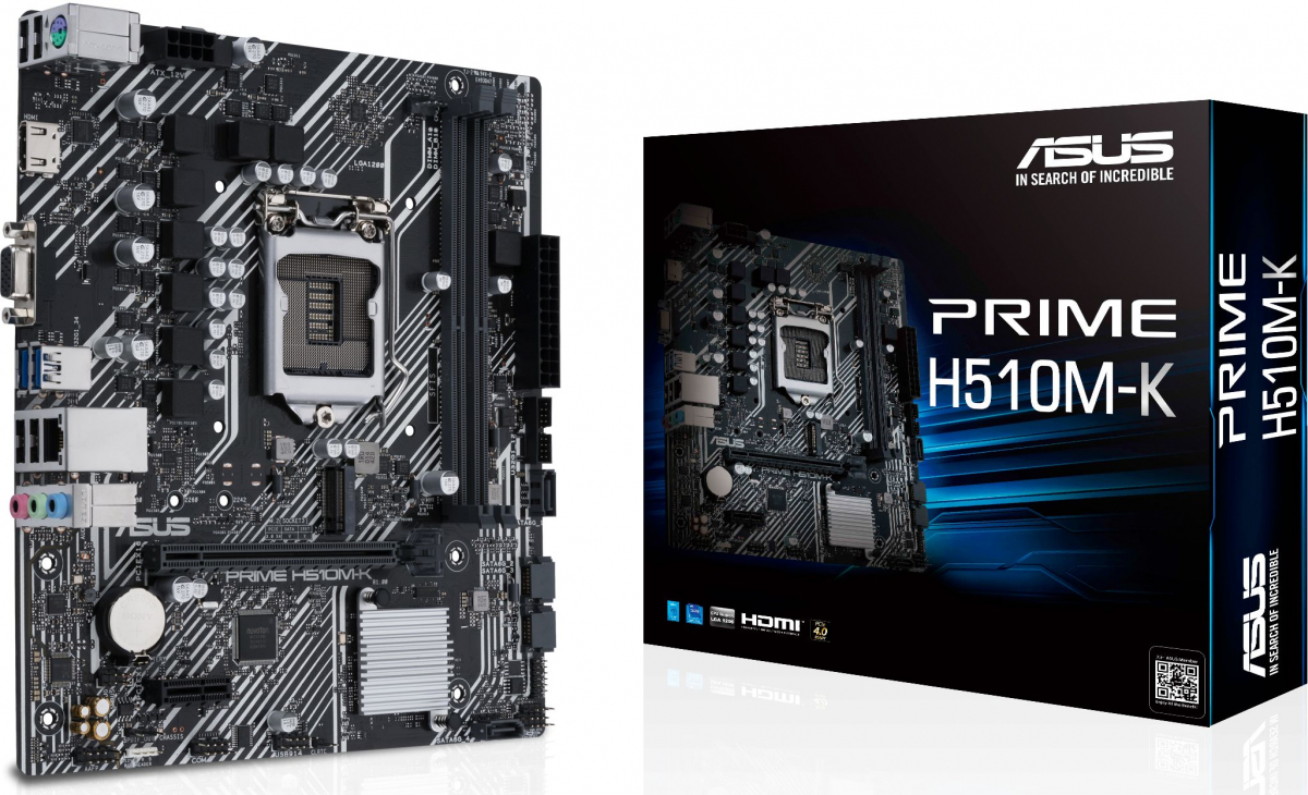 Дънна платка ASUS PRIME H510M-K R2.0, Micro ATX, LGA1200, Intel H510, 2x DDR4на ниска цена с бърза доставка - BestPC.BG