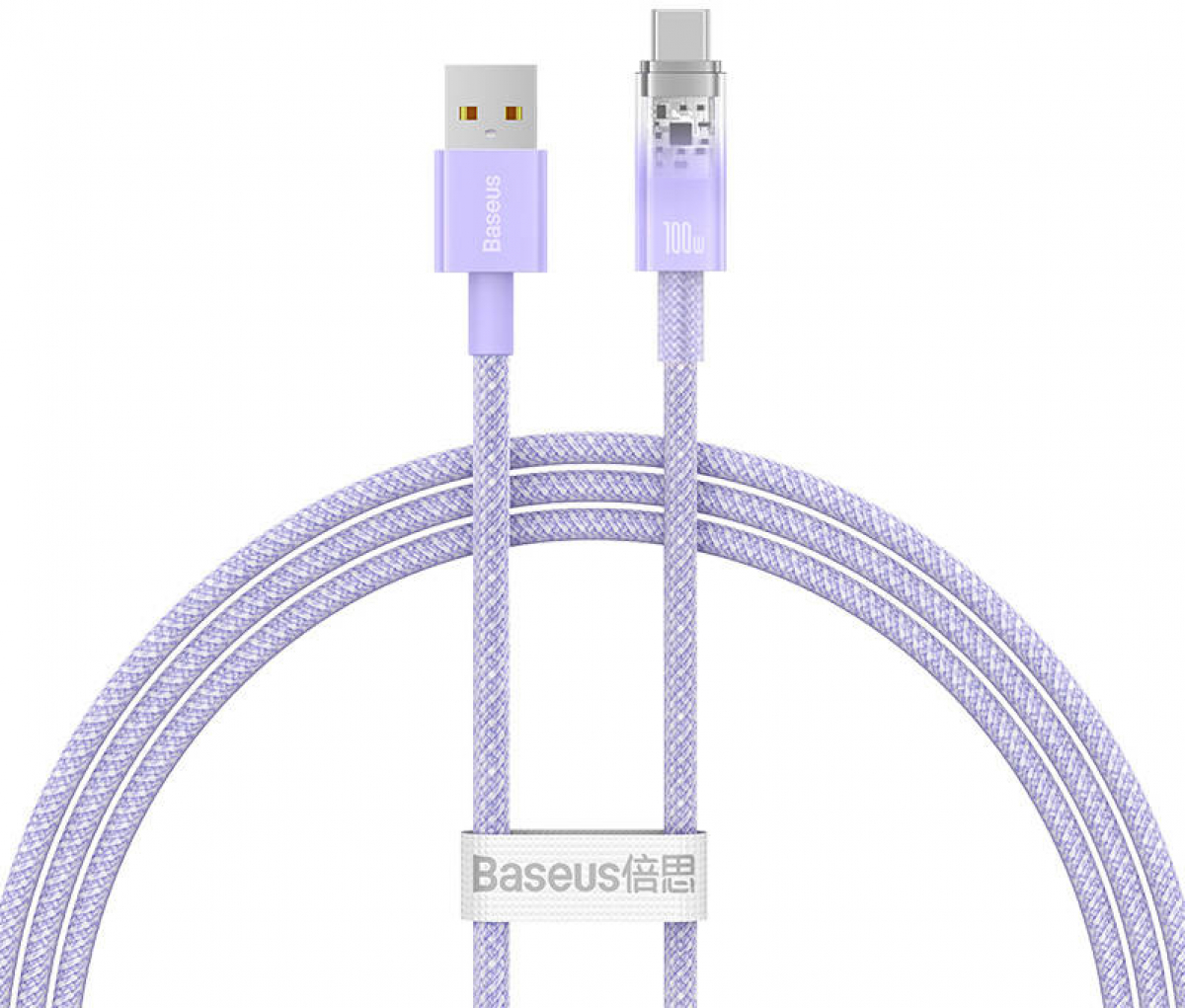 Кабел Baseus Explorer USB към USB-C 100W 1м CATS010405 - лилавна ниска цена с бърза доставка - BestPC.BG