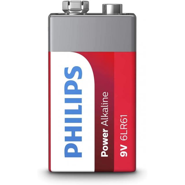 Алкална батерия PHILIPS Power, 6LR61P1B - 10, 6LR61, 9V, 1 брой-блистерна ниска цена с бърза доставка - BestPC.BG