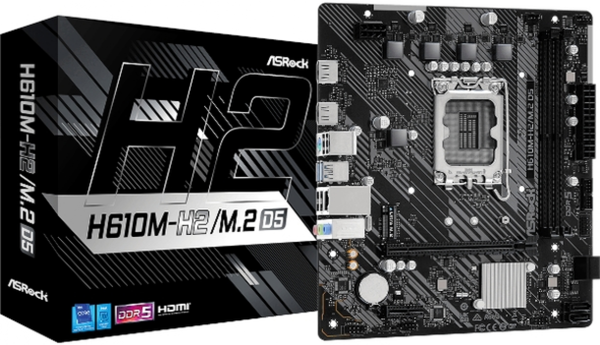 Дънна платка Asrock H610M-H2-M.2, 2x DDR5, LGA1700, 4x USB 2.0, Micro ATXна ниска цена с бърза доставка - BestPC.BG