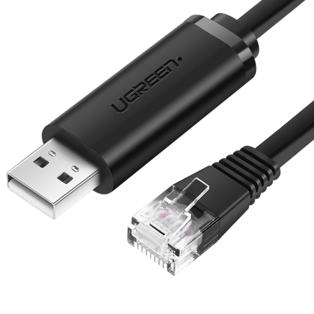 Мрежов кабел UGREEN CM204 USB - RJ45, конзолен 1.5м - черенна ниска цена с бърза доставка - BestPC.BG
