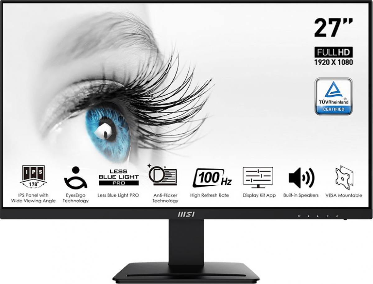 Монитор MSI Pro MP273A 27" 1920 x 1080 Full HD, LED, IPS, 4ms, 100Hz, 1x VGA, 1x DP, 1x HDMIна ниска цена с бърза доставка - BestPC.BG