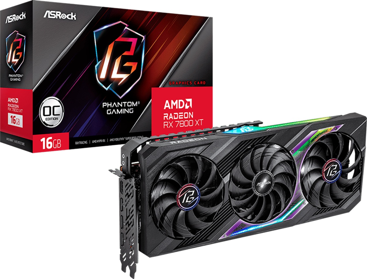 Видеокарта Asrock AMD Radeon RX7800XT Phantom Gaming 16GB GDDR6, 1x HDMI 2.1, 3x DP 2.1, 256bitна ниска цена с бърза доставка - BestPC.BG