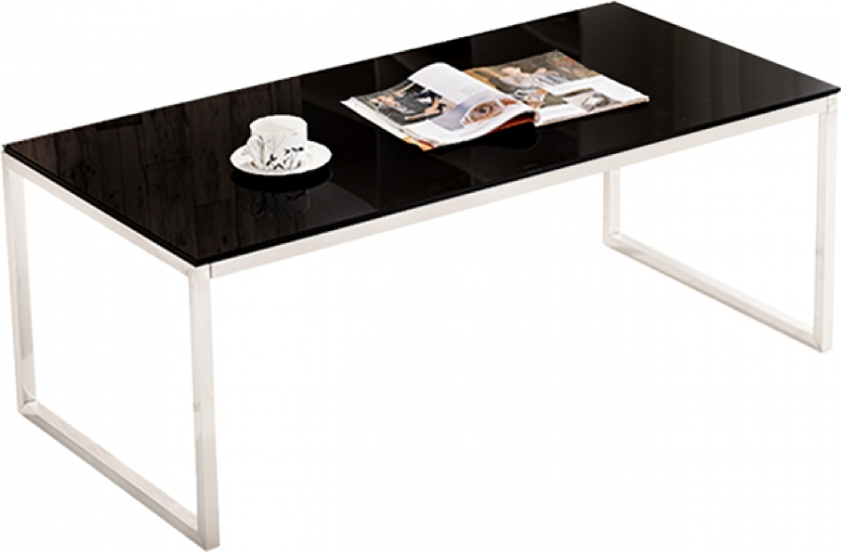 Ниска маса RFG Luxo Chrome, 1200 х 600 х 440 mm, правоъгълен стъклен плот, чернана ниска цена с бърза доставка - BestPC.BG