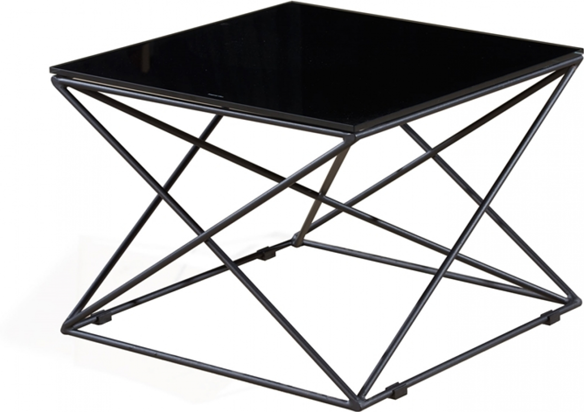 Ниска маса RFG Cubo, 600 х 600 х 400 mm, квадратен стъклен плот, чернана ниска цена с бърза доставка - BestPC.BG