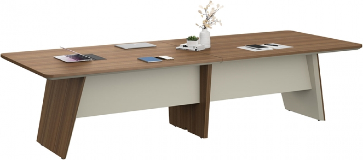 Бюро Заседателна маса RFG Elmaz, 3200 х 1200 х 760 mm, правоъгълен плот, ПДЧ 25 mm, дъб и сивона ниска цена с бърза доставка - BestPC.BG