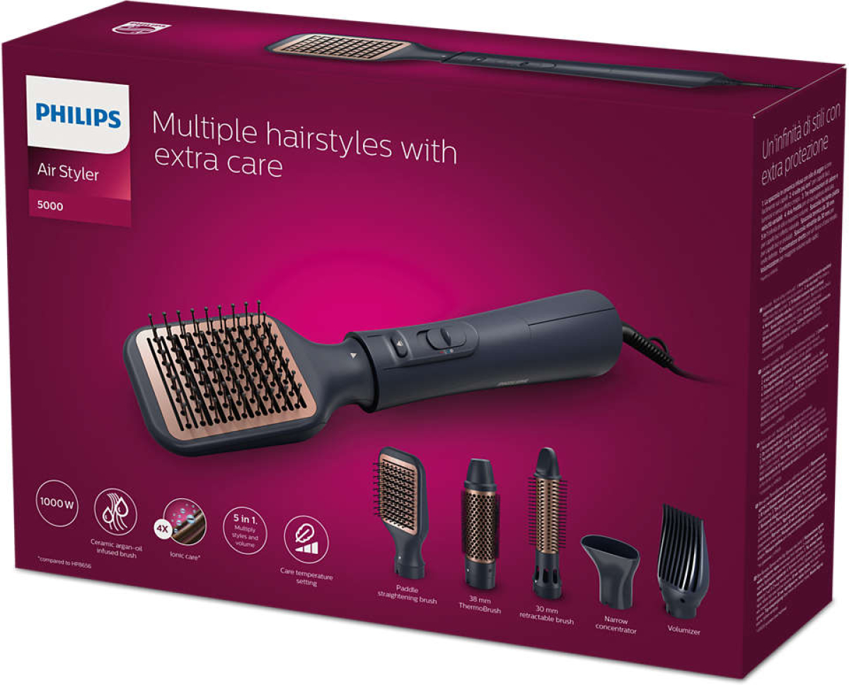 PHILIPS Air Styler, 1000 W, 220-240 V, 3 настройки, 2 степени, 2м кабел, Лилав, 6 брна ниска цена с бърза доставка - BestPC.BG