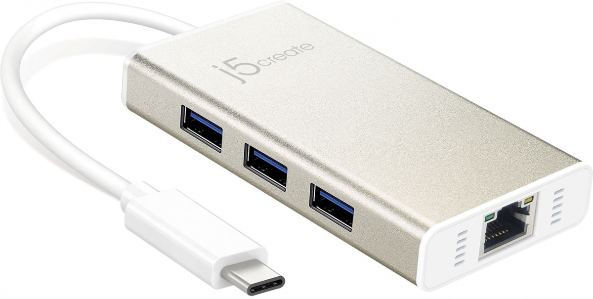 Хъб 3-портов J5create JCH471, USB-C 3.1, USB-A 3.0, Gigabit Ethernetна ниска цена с бърза доставка - BestPC.BG