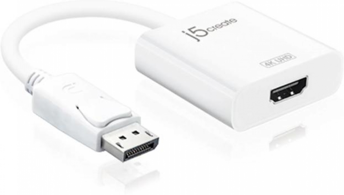 Адаптер j5create JDA158, DisplayPort мъжко - HDMI женско, 4K, Бялна ниска цена с бърза доставка - BestPC.BG