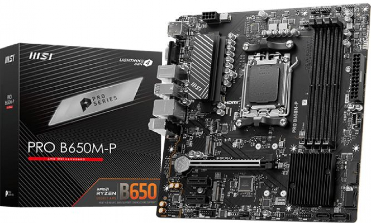 Дънна платка MSI PRO B650M-P, 4x DDR5, Micro ATX, AM5, 1x HDMI, 1x VGA, 4x USB 2.0, 1x RJ-45на ниска цена с бърза доставка - BestPC.BG