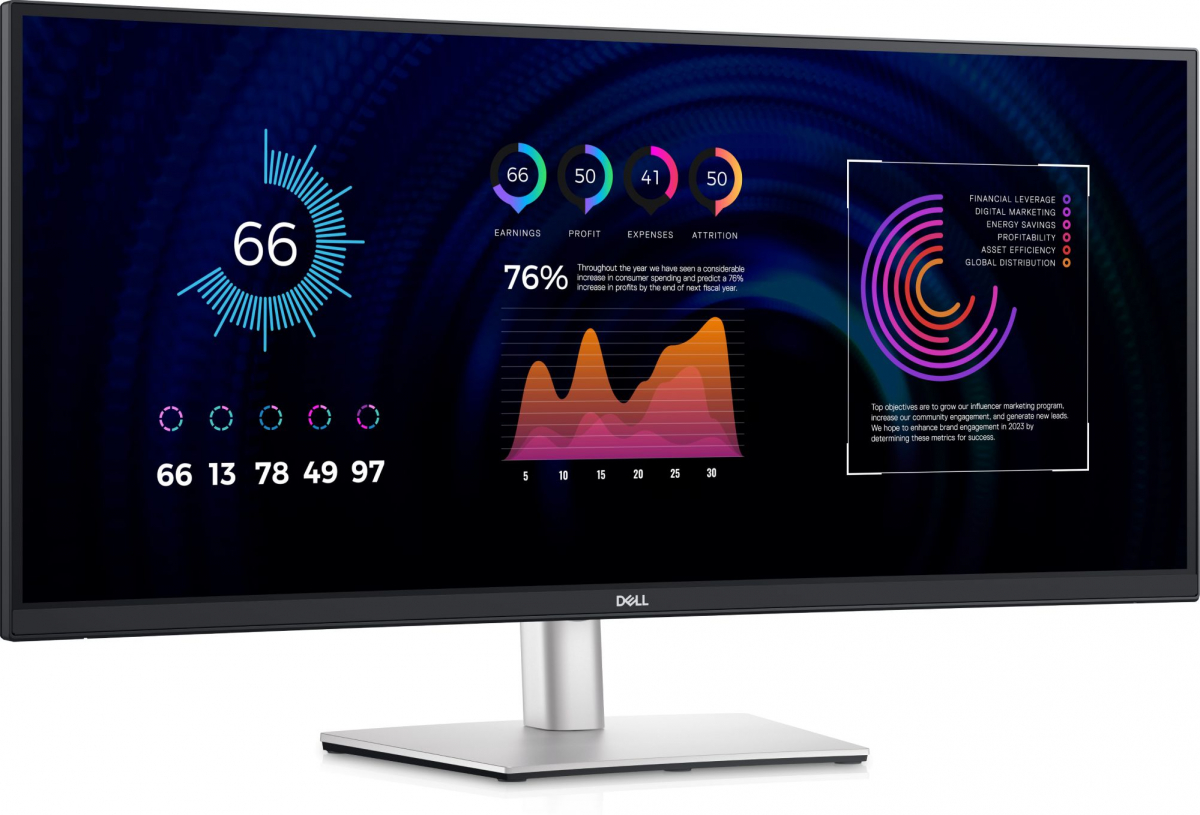 Монитор Dell P3424WE Curved, 34" 3440 x 1440, IPS, 5ms, 60Hz, 1x HDMI, 1x DP 1.2, 1x RJ45на ниска цена с бърза доставка - BestPC.BG