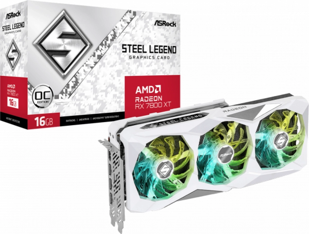 Видеокарта Asrock AMD Radeon RX 7800XT Steel Legend, 16GB GDDR6, 1x HDMI 2.1, 3x DP 2.1, 256 bitна ниска цена с бърза доставка - BestPC.BG