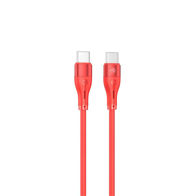 Tellur Silicone кабел за данни, USB-C - USB-C, 1м, червенна ниска цена с бърза доставка - BestPC.BG
