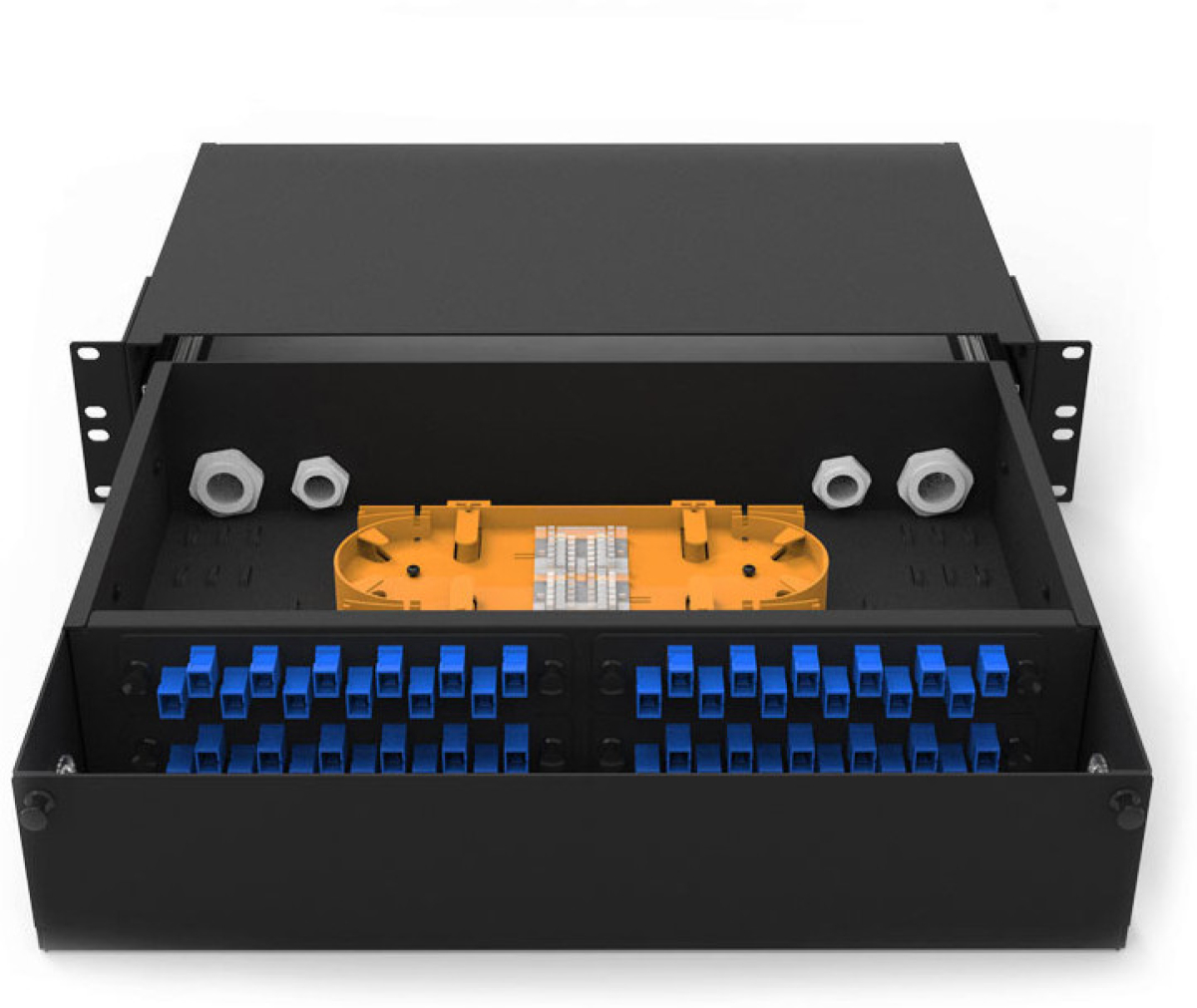 Пач панел ODF за 48 адаптера SC симплекс, 19" 2U, изтеглящ сена ниска цена с бърза доставка - BestPC.BG
