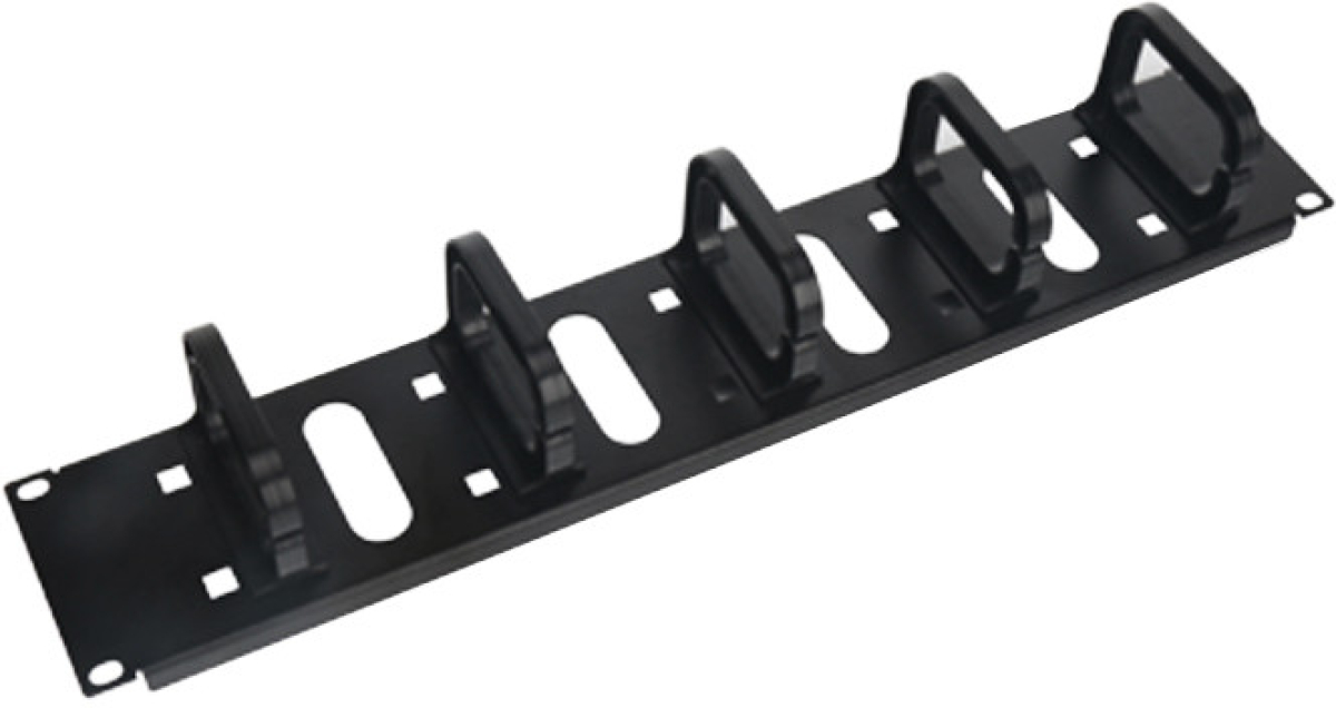 1U Аранжиращ панел за кабели с 5 пластмасови скоби, черенна ниска цена с бърза доставка - BestPC.BG