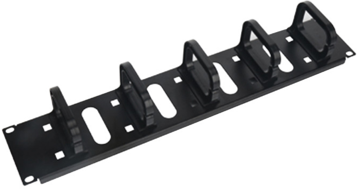 2U Аранжиращ панел за кабели с 5 пластмасови скоби, черенна ниска цена с бърза доставка - BestPC.BG