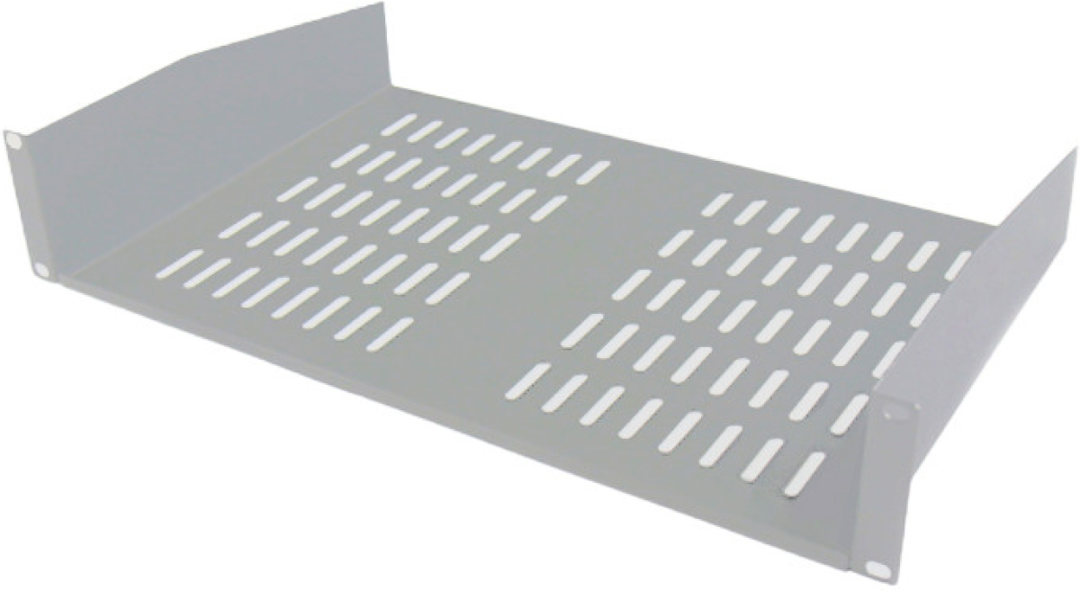 Тава за шкаф за предно закачване, 1U, 350 мм, перфорирана, светло сивана ниска цена с бърза доставка - BestPC.BG