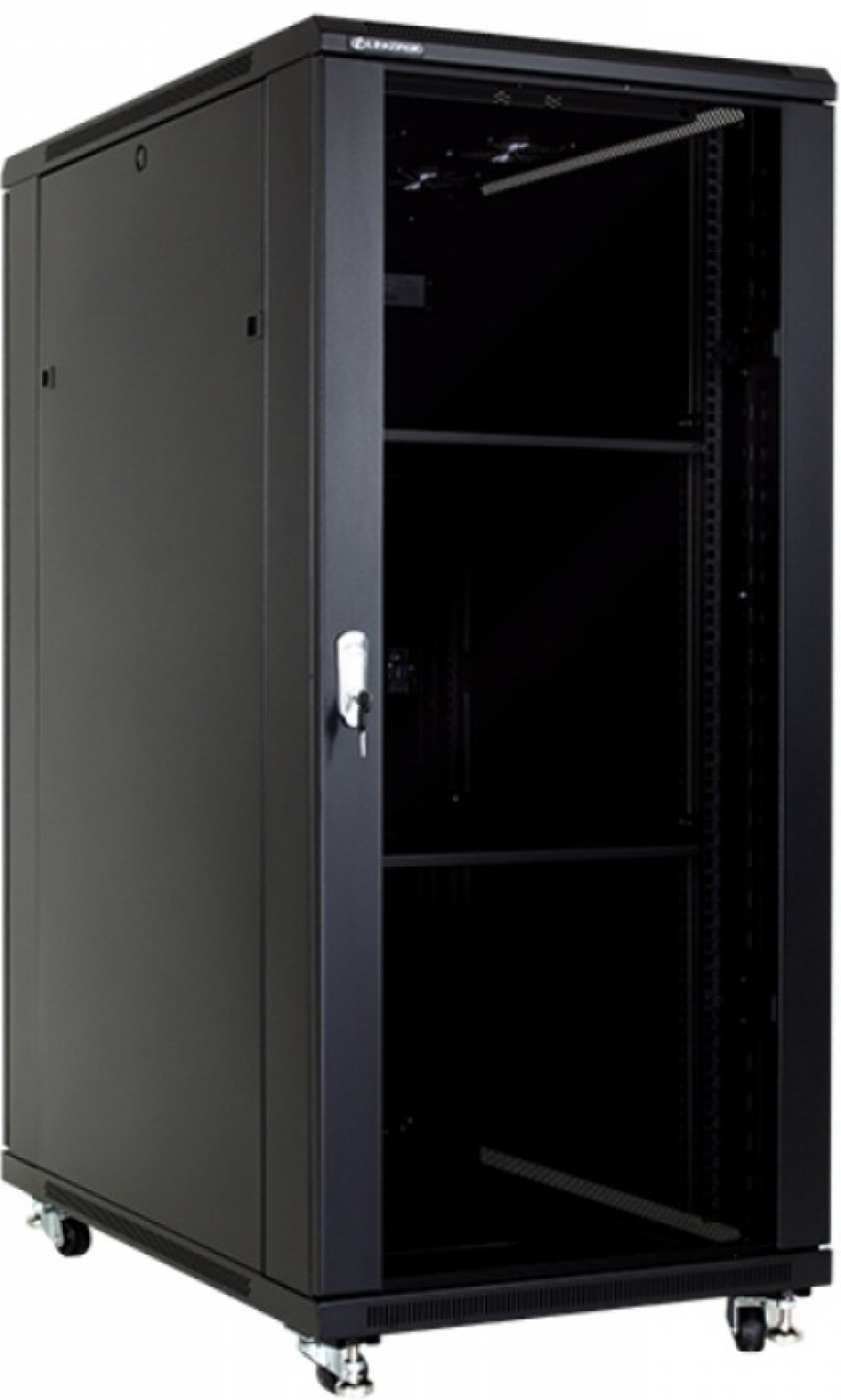 Шкаф за мрежово оборудване, 27U, 19 инча, подов монтаж, стъклена вратана ниска цена с бърза доставка - BestPC.BG