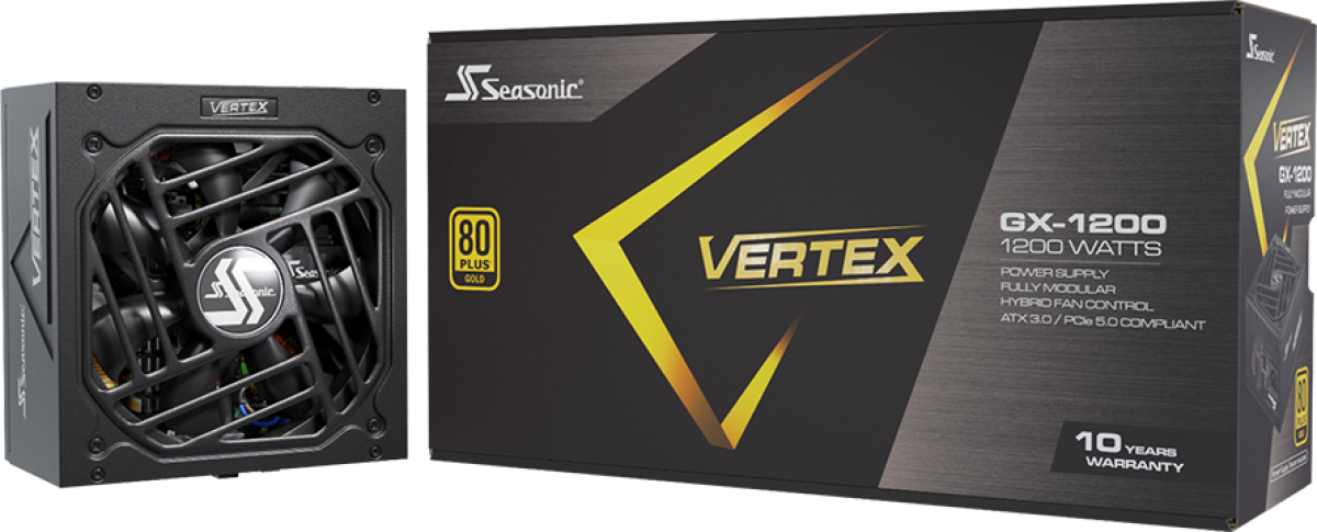 Захранване Seasonic Vertex GX-1200, 1200W, 80 PLUS Gold, 135мм вентилатор, ATX 3.0на ниска цена с бърза доставка - BestPC.BG
