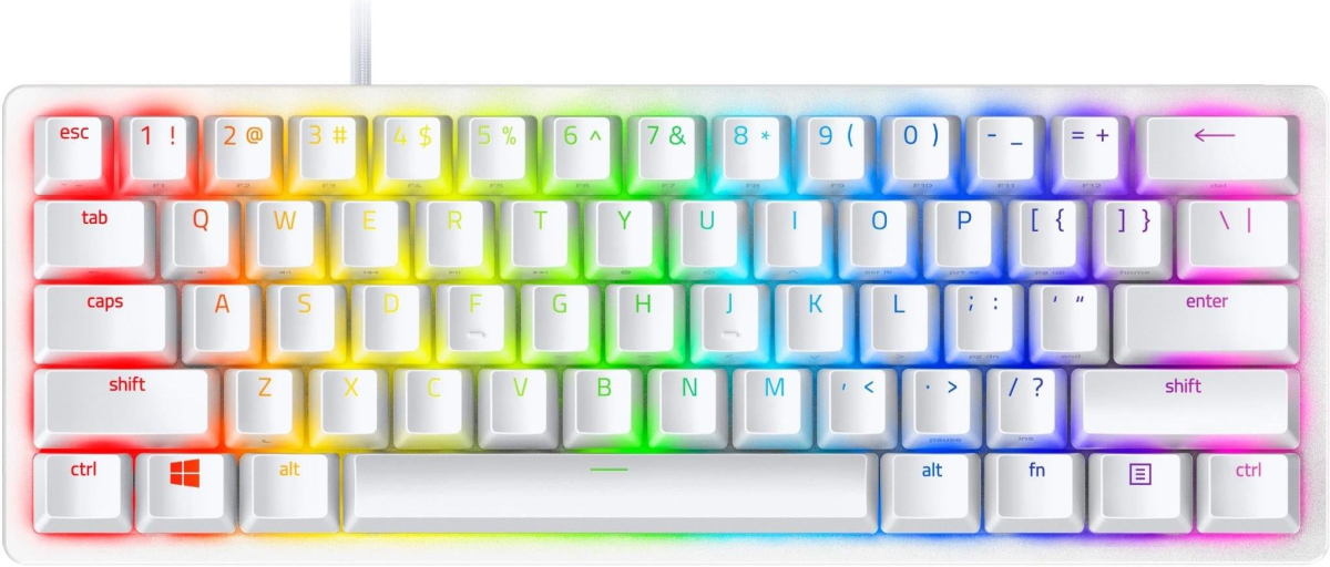 Клавиатура Геймърска Razer Huntsman Mini, USB, подсветка, Алуминиев корпус, механични суичове, Бялна ниска цена с бърза доставка - BestPC.BG